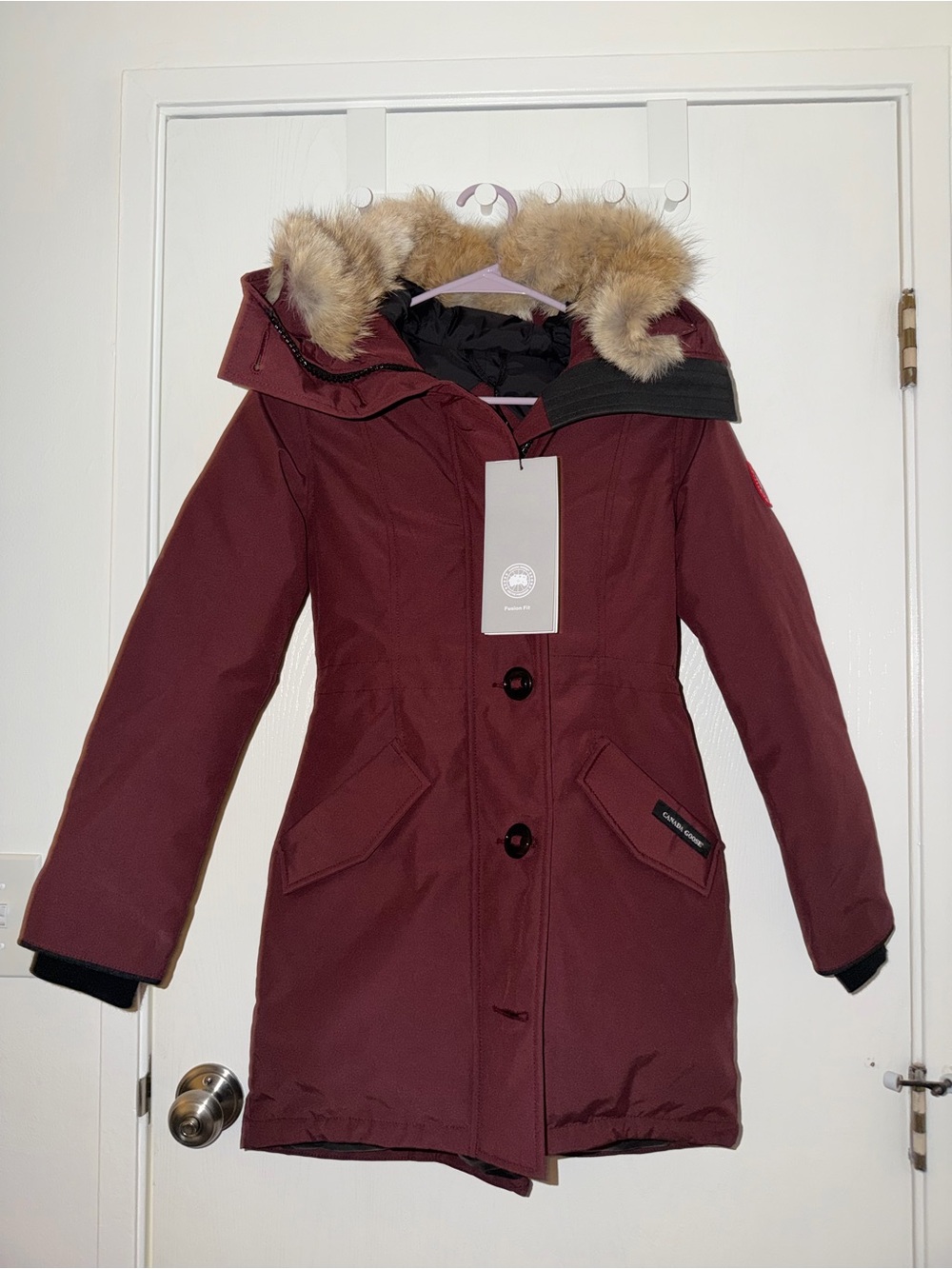 NWT Canada Goose Heritage Maroon Rossclair Parka with Fur Trim